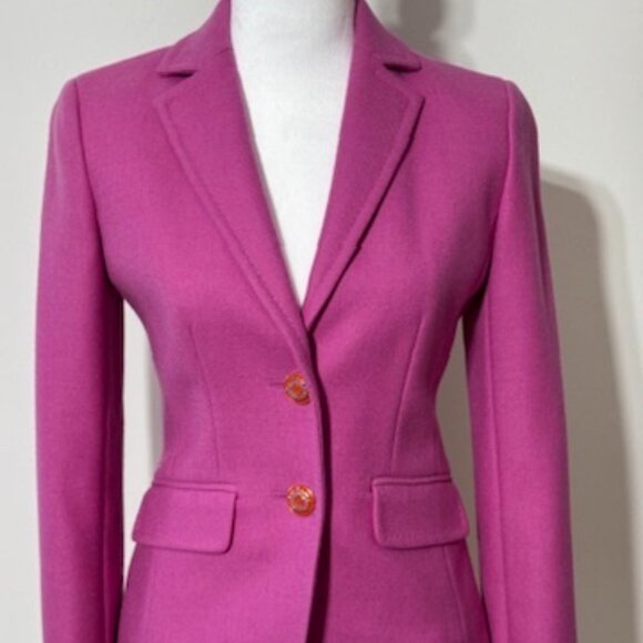 J crew pink wool fitted blazer with gold buttons size 2 - Picture 1 of 15